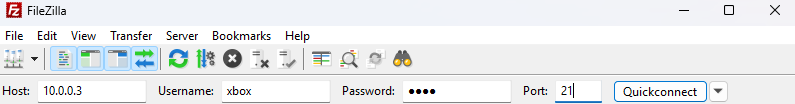 FileZilla FTP settings